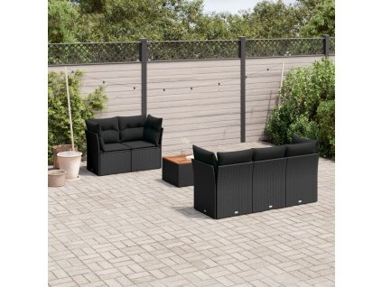 vidaXL 6-dielna záhradná súprava pohoviek s vankúšmi čierna polyratan