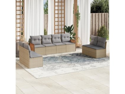 vidaXL 8-dielna záhradná súprava pohoviek s vankúšmi béžová polyratan