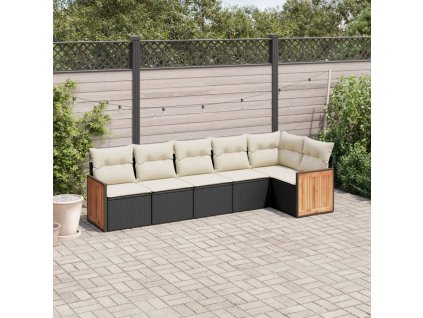 vidaXL 6-dielna záhradná súprava pohoviek s vankúšmi čierna polyratan