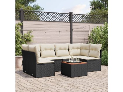 vidaXL 7-dielna záhradná súprava pohoviek s vankúšmi čierna polyratan