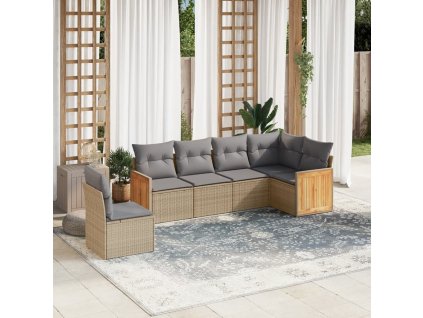 vidaXL 6-dielna záhradná súprava pohoviek s vankúšmi béžová polyratan