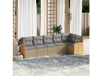 vidaXL 6-dielna záhradná súprava pohoviek s vankúšmi béžová polyratan