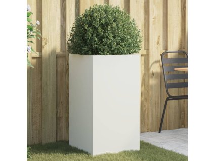 vidaXL Kvetináč biely 42x38x75 cm oceľ valcovaná za studena