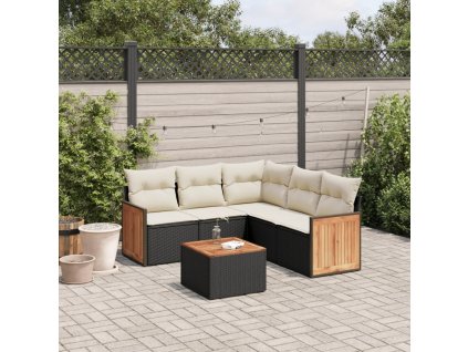 vidaXL 6-dielna záhradná súprava pohoviek s vankúšmi čierna polyratan