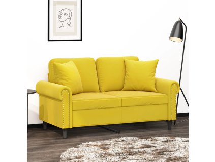 vidaXL 2-miestna pohovka s vankúšikmi žltá 120 cm zamat