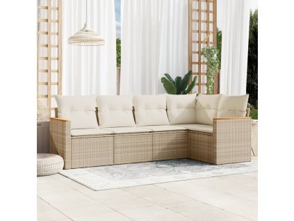 vidaXL 5-dielna záhradná súprava pohoviek s vankúšmi béžová polyratan