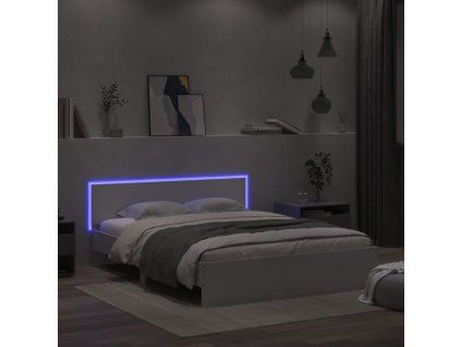 vidaXL Posteľný rám s čelom a LED biely 160x200 cm