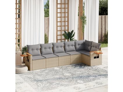 vidaXL 6-dielna záhradná súprava pohoviek s vankúšmi béžová polyratan