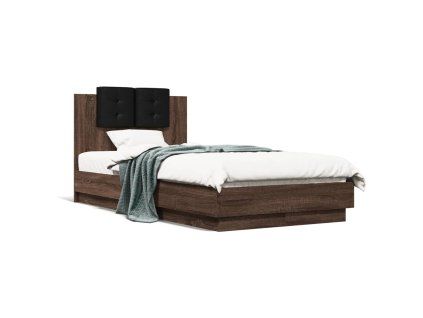 vidaXL Posteľný rám s čelom hnedý dub 75x190 cm kompozitné drevo