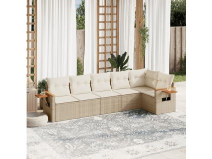 vidaXL 6-dielna záhradná súprava pohoviek s vankúšmi béžová polyratan