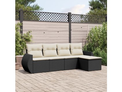 vidaXL 5-dielna záhradná súprava pohoviek s vankúšmi čierna polyratan