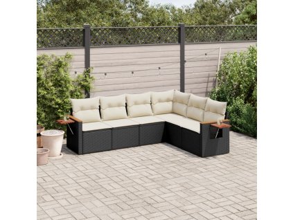 vidaXL 6-dielna záhradná súprava pohoviek s vankúšmi čierna polyratan