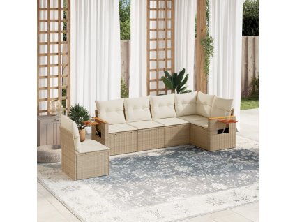 vidaXL 6-dielna záhradná súprava pohoviek s vankúšmi béžová polyratan