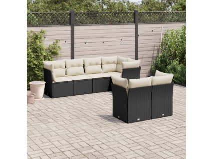 vidaXL 7-dielna záhradná súprava pohoviek s vankúšmi čierna polyratan