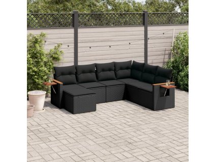 vidaXL 7-dielna záhradná súprava pohoviek s vankúšmi čierna polyratan