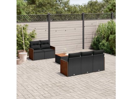 vidaXL 6-dielna záhradná súprava pohoviek s vankúšmi čierna polyratan