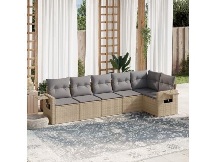 vidaXL 6-dielna záhradná súprava pohoviek s vankúšmi béžová polyratan