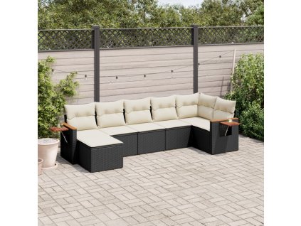 vidaXL 7-dielna záhradná súprava pohoviek s vankúšmi čierna polyratan