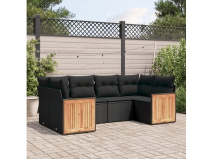 vidaXL 6-dielna záhradná súprava pohoviek s vankúšmi čierna polyratan