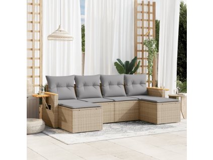 vidaXL 6-dielna záhradná súprava pohoviek s vankúšmi béžová polyratan