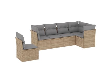 vidaXL 6-dielna záhradná súprava pohoviek s vankúšmi béžová polyratan