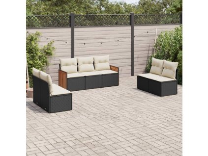 vidaXL 7-dielna záhradná súprava pohoviek s vankúšmi čierna polyratan