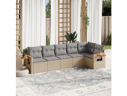 vidaXL 6-dielna záhradná súprava pohoviek s vankúšmi béžová polyratan