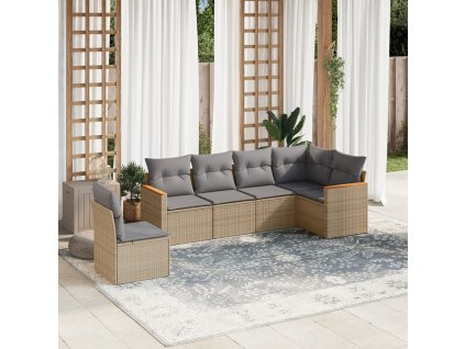 vidaXL 6-dielna záhradná súprava pohoviek s vankúšmi béžová polyratan