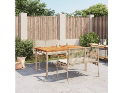 vidaXL 3-dielna záhradná jedálenská súprava a vankúše béžová polyratan