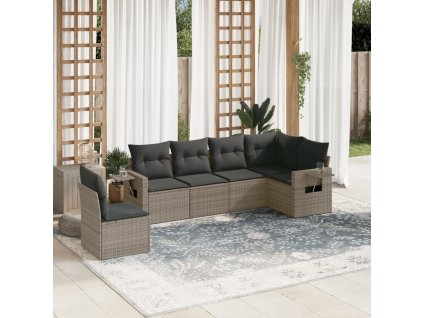 vidaXL 6-dielna záhradná sedacia súprava s podložkami polyratan sivá