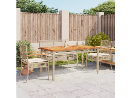 vidaXL 5-dielna záhradná jedálenská súprava a vankúše béžová polyratan