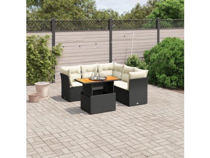 vidaXL 5-dielna záhradná súprava pohoviek s vankúšmi čierna polyratan