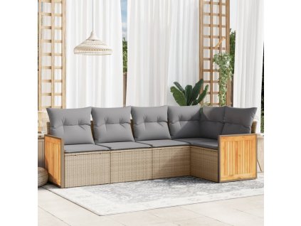 vidaXL 5-dielna záhradná súprava pohoviek s vankúšmi béžová polyratan