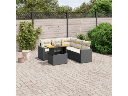 vidaXL 6-dielna záhradná súprava pohoviek s vankúšmi čierna polyratan