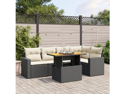 vidaXL 6-dielna záhradná súprava pohoviek s vankúšmi čierna polyratan