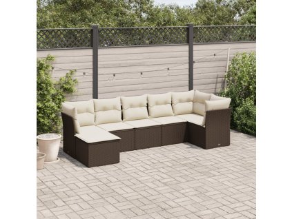 vidaXL 7-dielna záhradná súprava pohoviek s vankúšmi hnedá polyratan