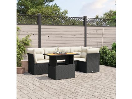 vidaXL 5-dielna záhradná súprava pohoviek s vankúšmi čierna polyratan