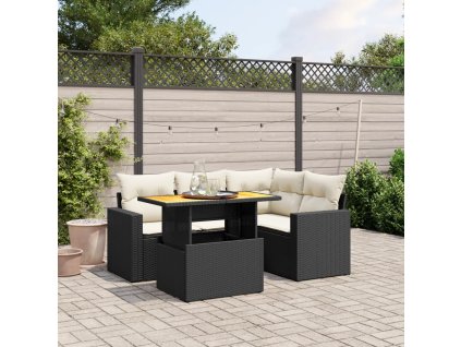 vidaXL 5-dielna záhradná súprava pohoviek s vankúšmi čierna polyratan