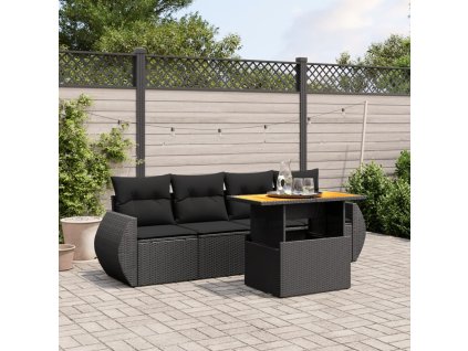 vidaXL 5-dielna záhradná súprava pohoviek s vankúšmi čierna polyratan