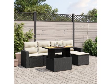 vidaXL 6-dielna záhradná súprava pohoviek s vankúšmi čierna polyratan