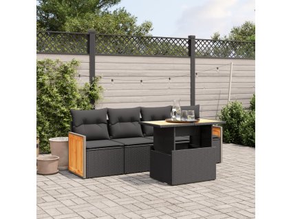 vidaXL 5-dielna záhradná súprava pohoviek s vankúšmi čierna polyratan