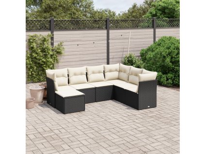 vidaXL 7-dielna záhradná súprava pohoviek s vankúšmi čierna polyratan