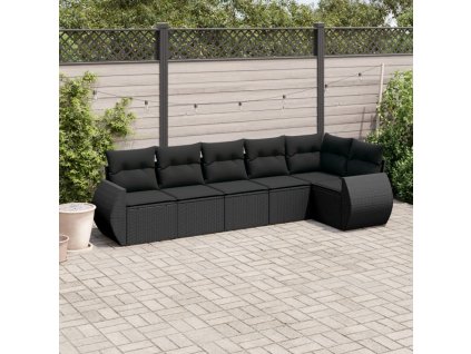 vidaXL 6-dielna záhradná súprava pohoviek s vankúšmi čierna polyratan
