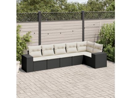 vidaXL 6-dielna záhradná súprava pohoviek s vankúšmi čierna polyratan