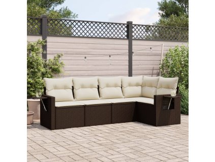 vidaXL 5-dielna záhradná súprava pohoviek s vankúšmi hnedá polyratan