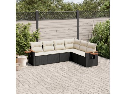 vidaXL 6-dielna záhradná súprava pohoviek s vankúšmi čierna polyratan