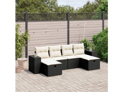 vidaXL 6-dielna záhradná súprava pohoviek s vankúšmi čierna polyratan