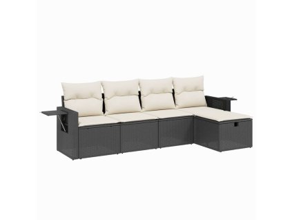 vidaXL 5-dielna záhradná súprava pohoviek s vankúšmi čierna polyratan