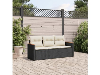 vidaXL 3-dielna záhradná sedacia súprava s podložkami polyratan čierna