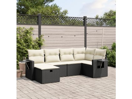 vidaXL 6-dielna záhradná súprava pohoviek s vankúšmi čierna polyratan